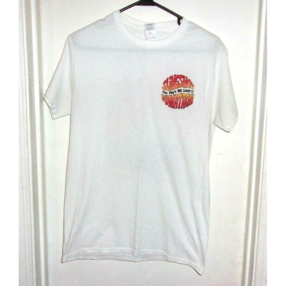 Gildan White T-Shirt‎ I Survived Slingshot Vomatron Old Town Kissimmee FL Mens S